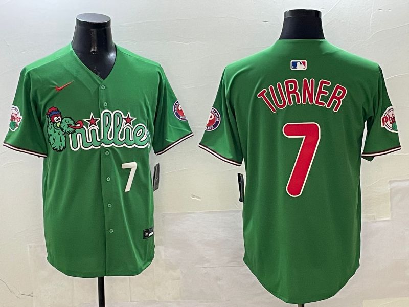 Men Philadelphia Phillies #7 Turner Green Three generations Joint Name Game 2025 Nike MLB Jersey style 2